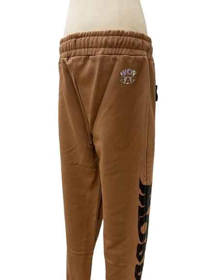 Barrow Bambino Joggers Marroni con Logo Fluo e Maxi Stampa Laterale