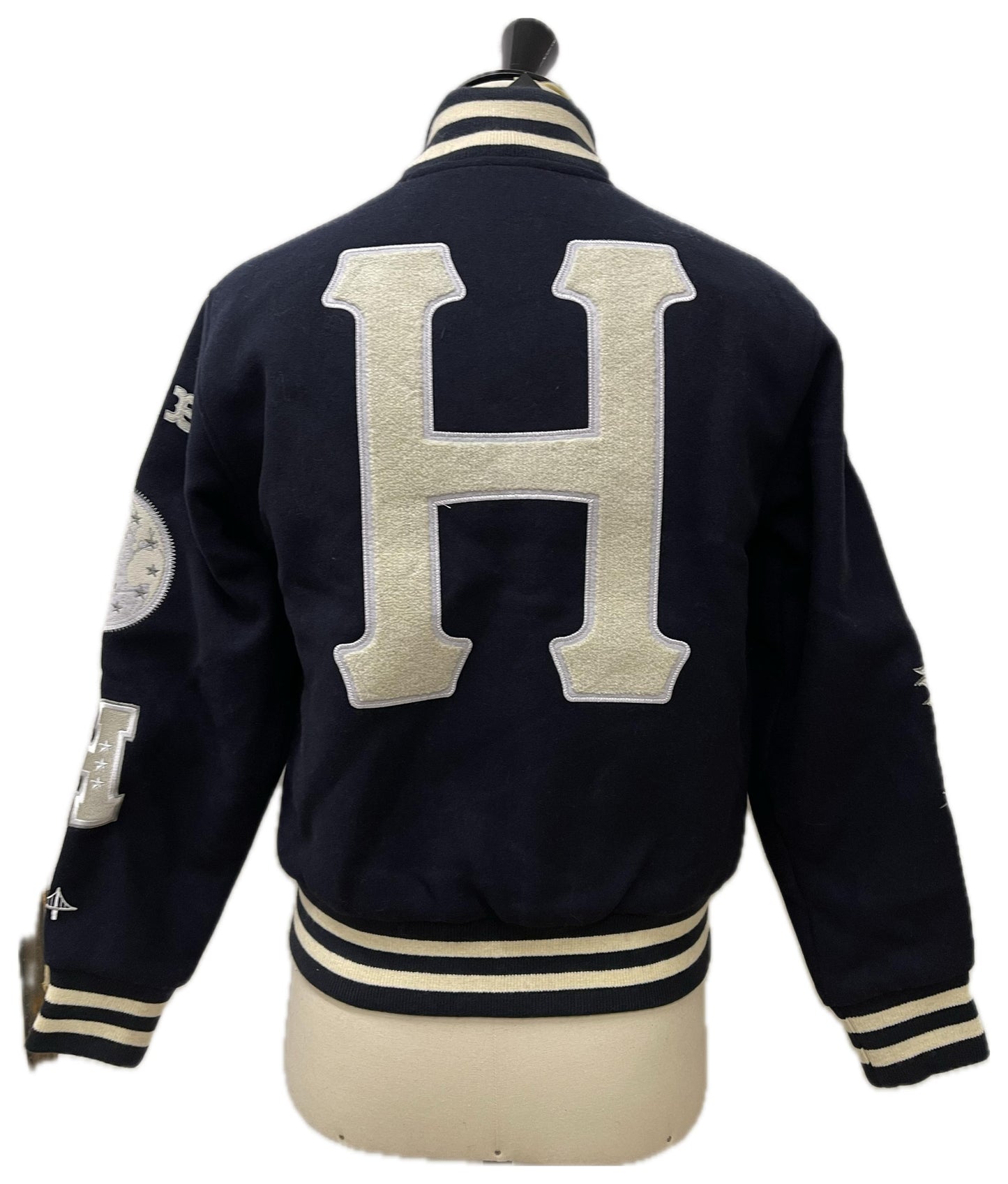 Huf giacca varsity blu navy con ricami
