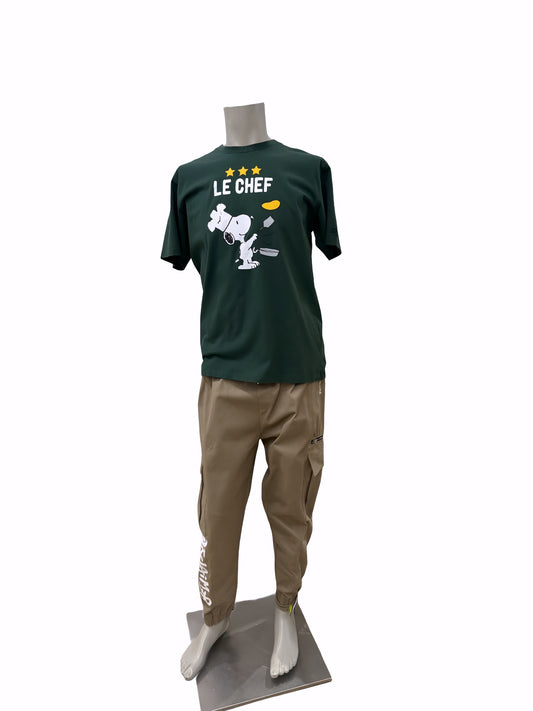 Saint Barth T-shirt Verde Snoopy “Le Chef” – Stampa Cartoon Unisex