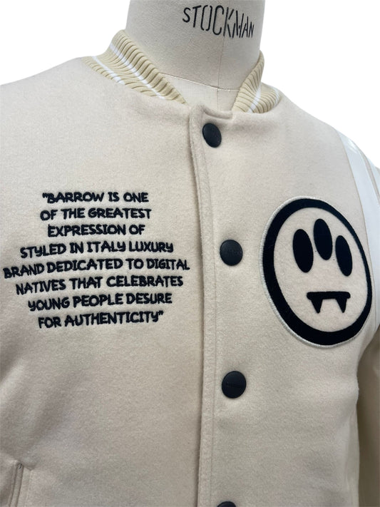 Barrow Giacca Varsity Beige con Applicazioni Ricamate