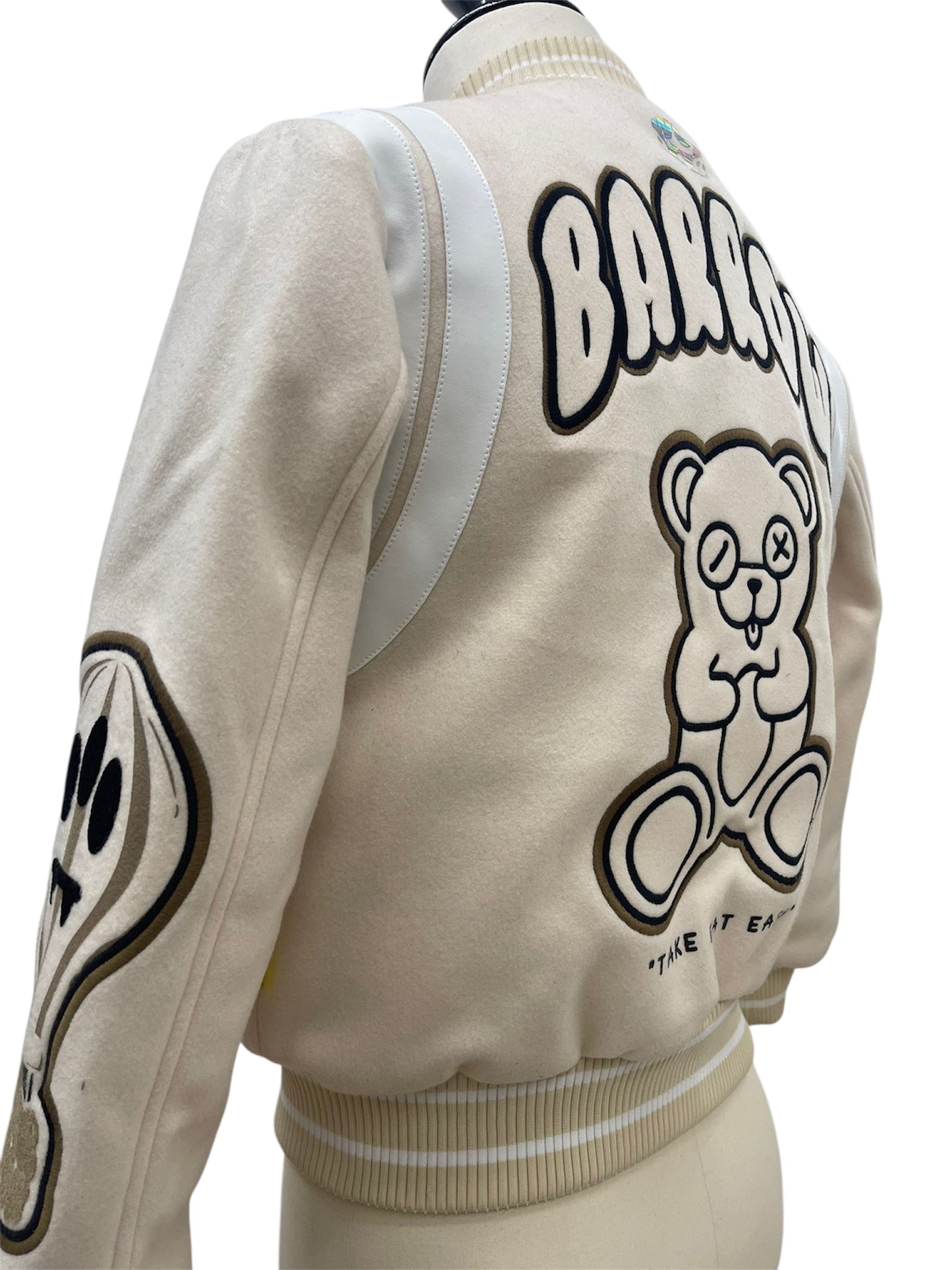 Barrow Giacca Varsity Beige con Applicazioni Ricamate