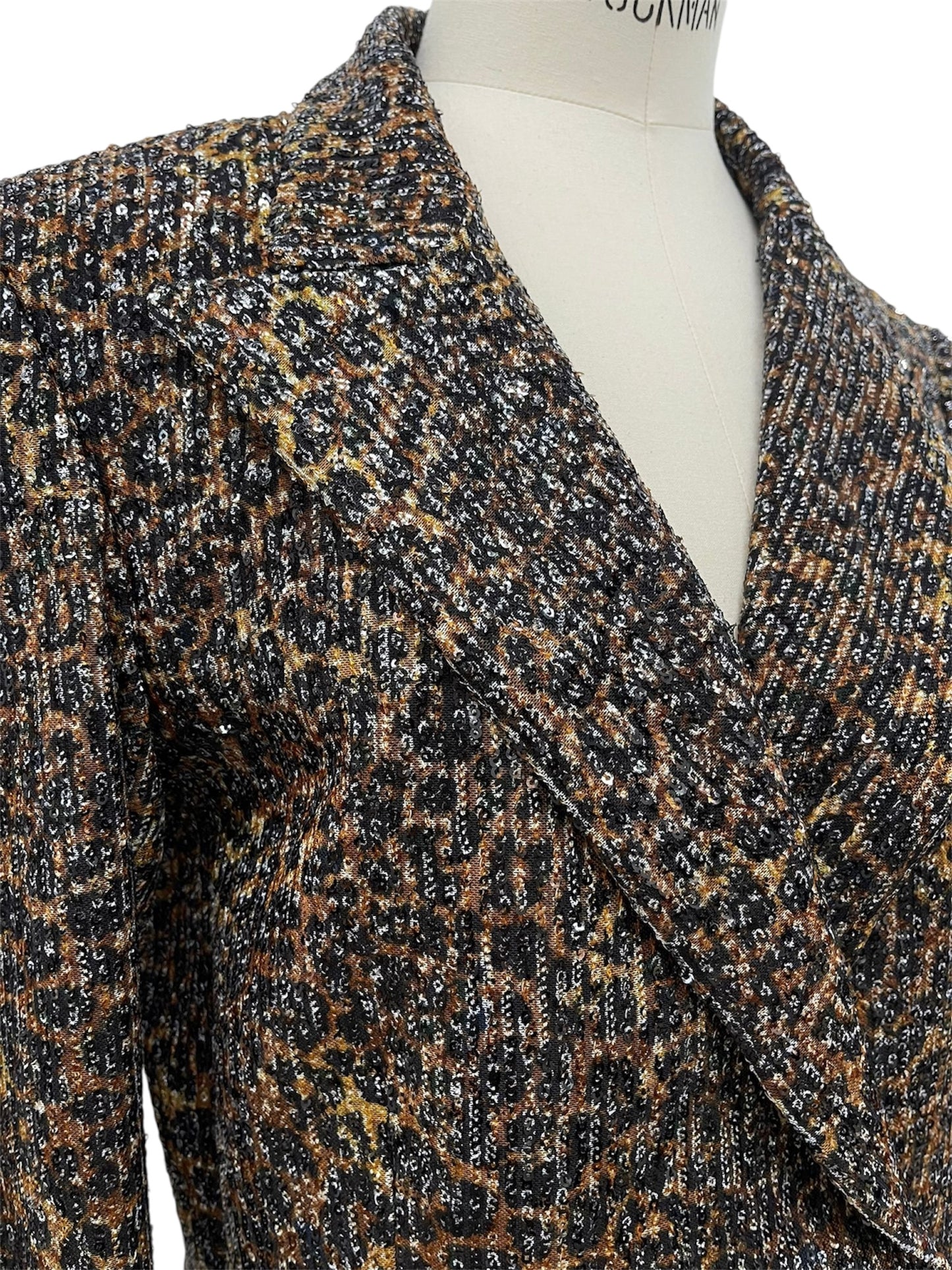 GCDS Blazer donna fantasia animalier con pailletes