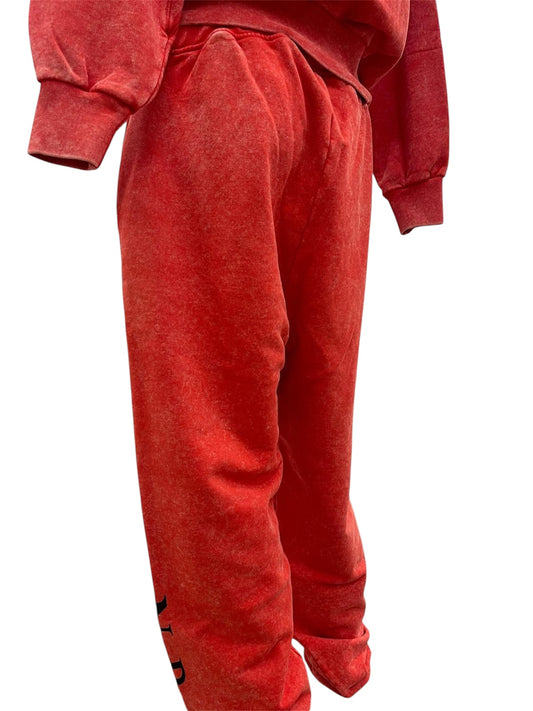 Aries Pantaloni tuta rosso vintage con stampa laterale “No Problemo”