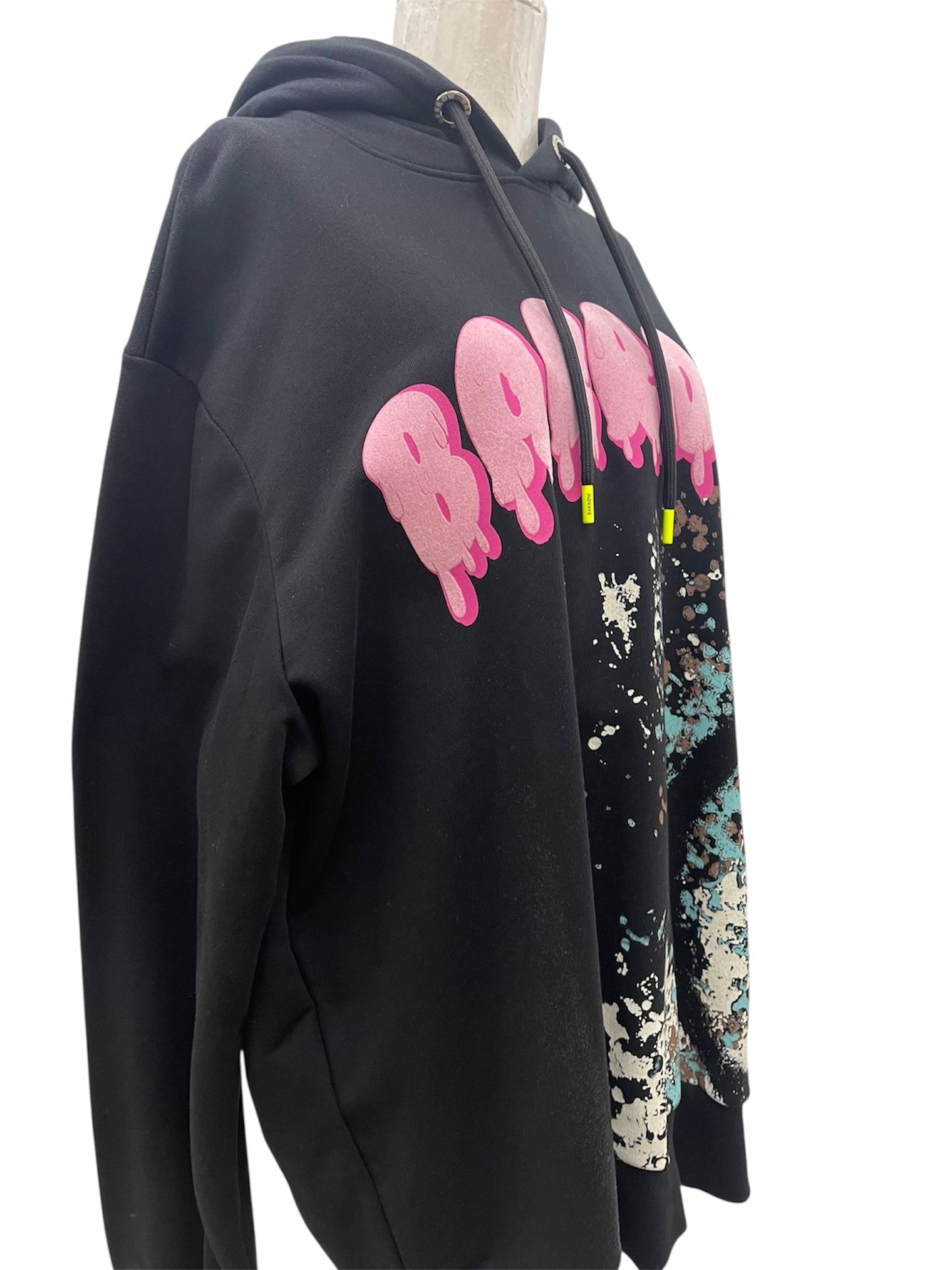 Barrow felpa nera con logo rosa dripping