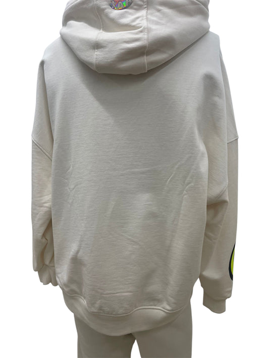 Barrow felpa con cappuccio bianca logo e stampa smile