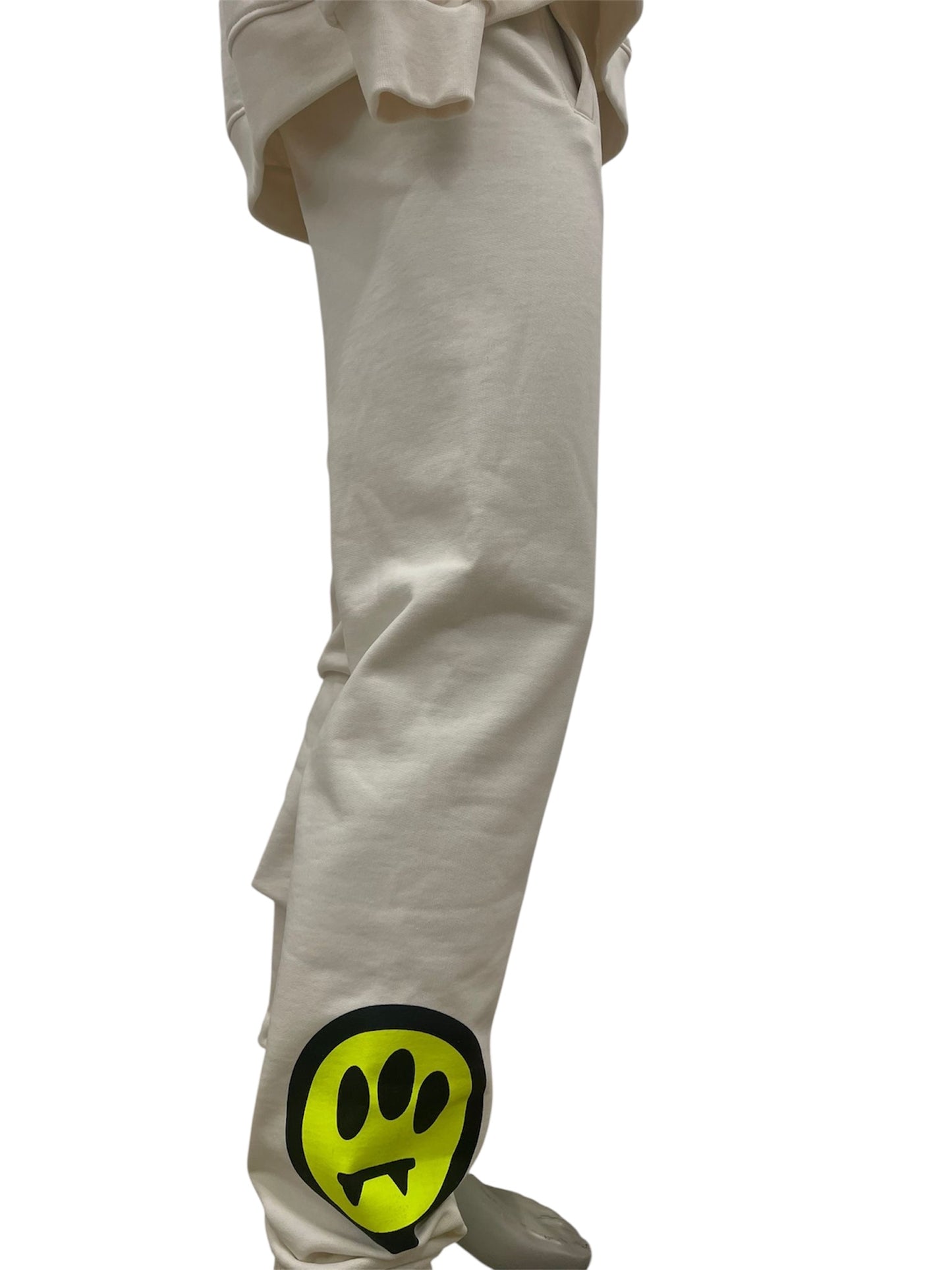 Barrow pantalone tuta crema con logo stampato