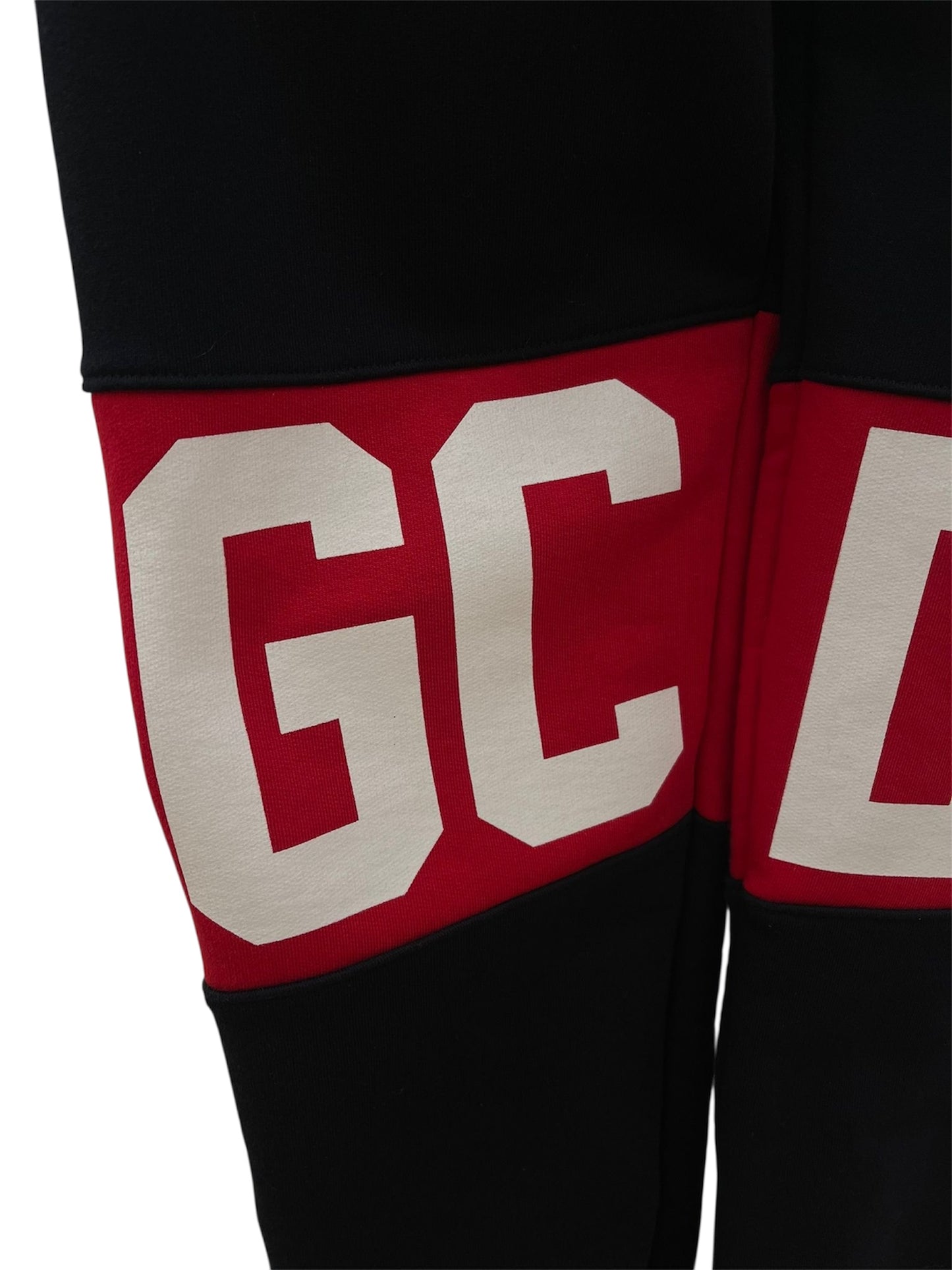 GCDS pantaloni sportivi neri con logo rosso a contrasto