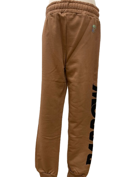 Barrow Bambino Joggers Marroni con Logo Fluo e Maxi Stampa Laterale