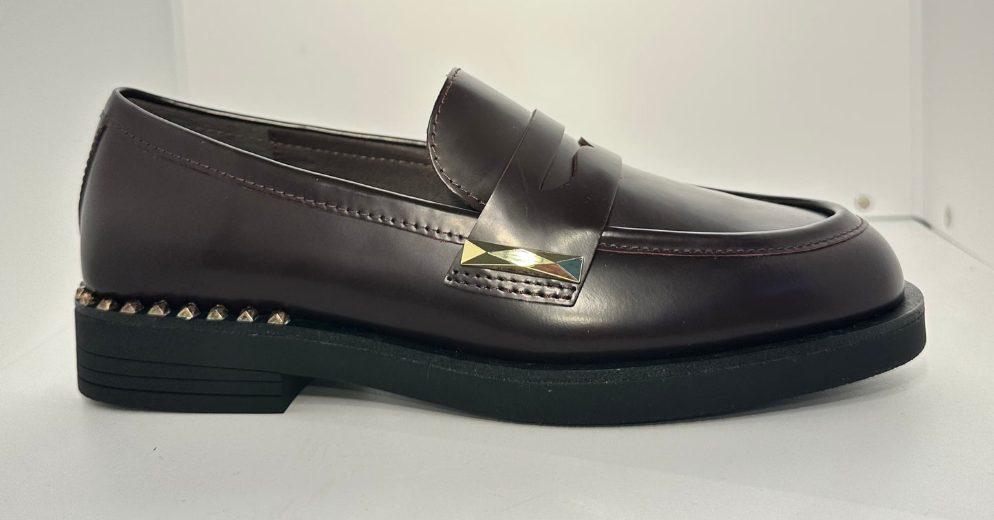 ASH - Mocassino Studs Bordeaux