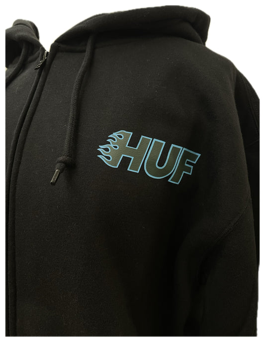 Huf felpa cappuccio con zip e logo