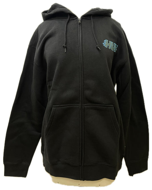 Huf felpa cappuccio con zip e logo