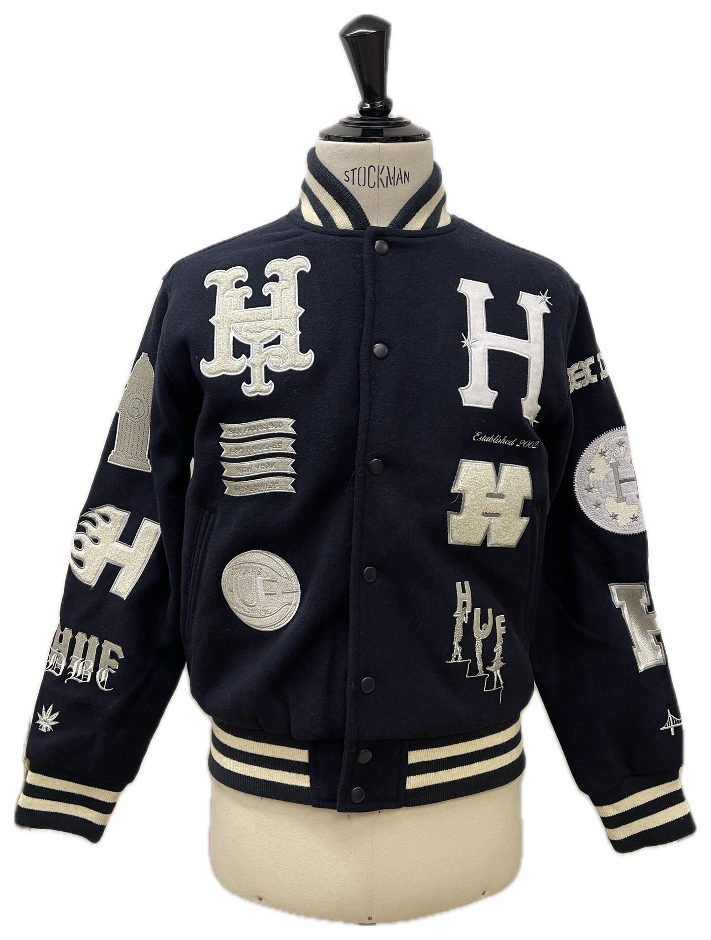 Huf giacca varsity blu navy con ricami