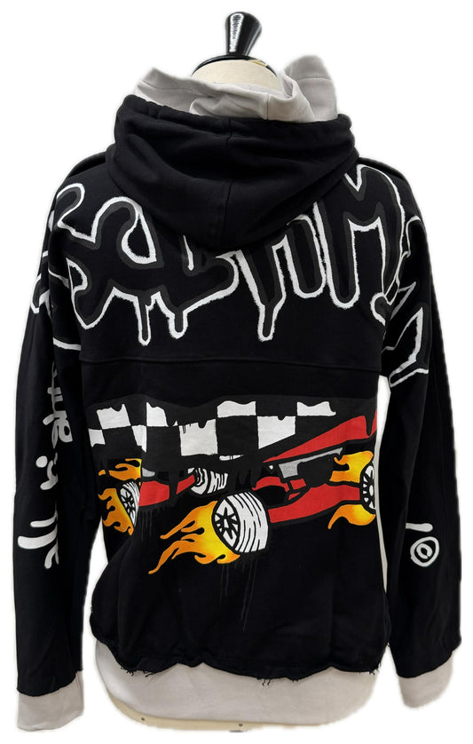 Disclaimer Felpa cappuccio doppio con stampa dietro