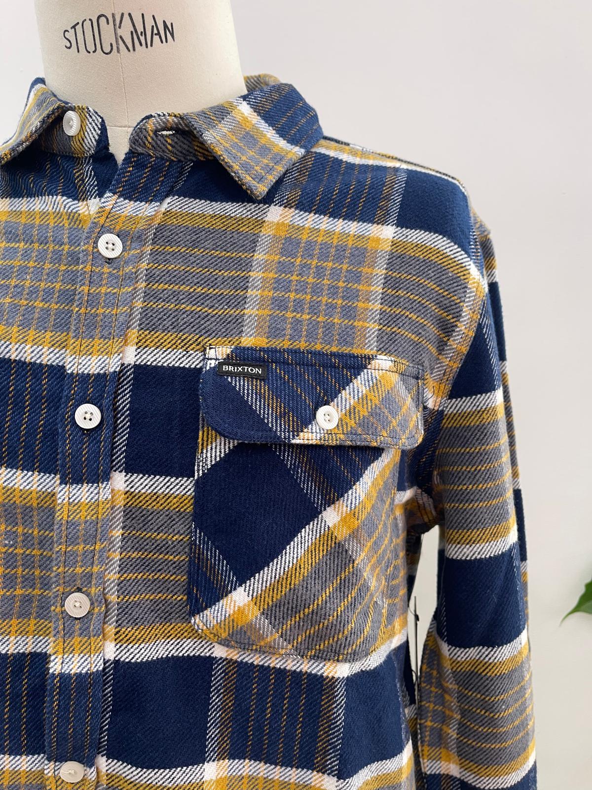 Brixton Camicia a quadri, blu/crema con dettagli a contrasto