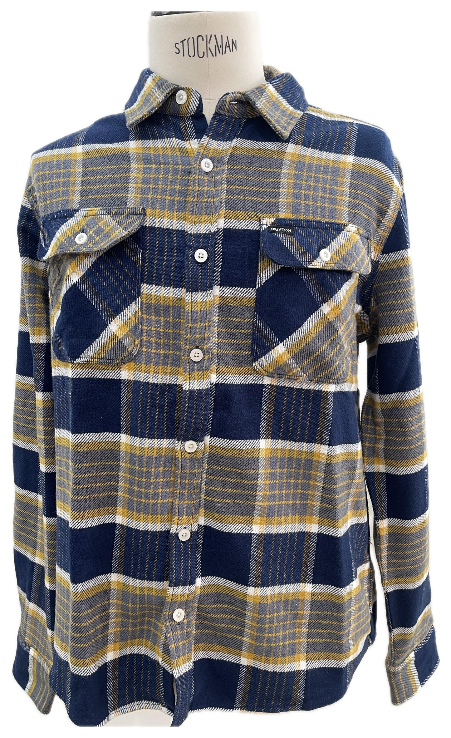 Brixton Camicia a quadri, blu/crema con dettagli a contrasto