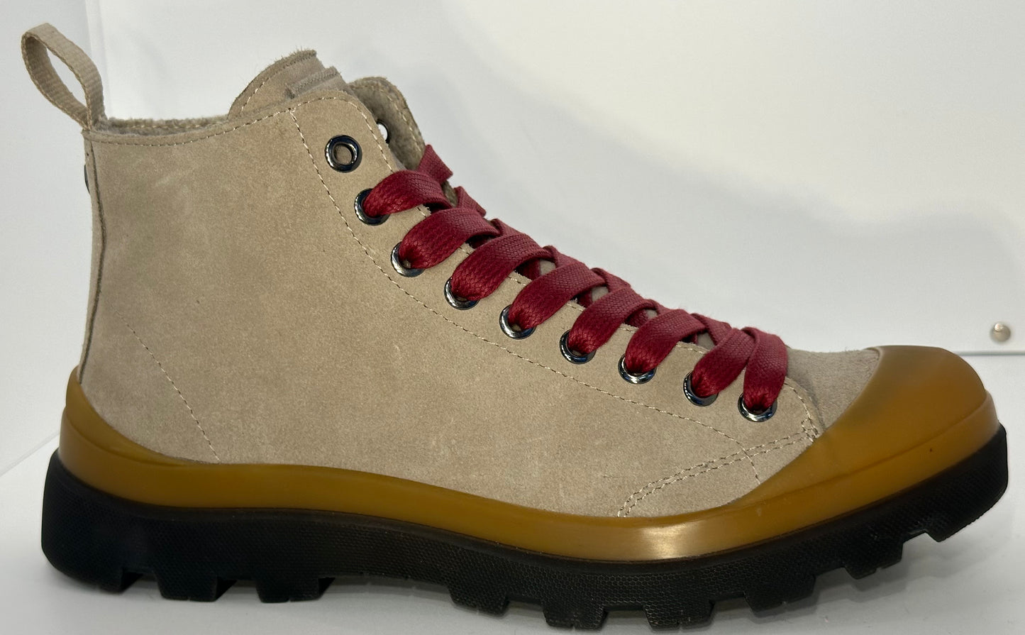 PANCHIC- ANKLE BOOT DOVE GREY BIKING RED