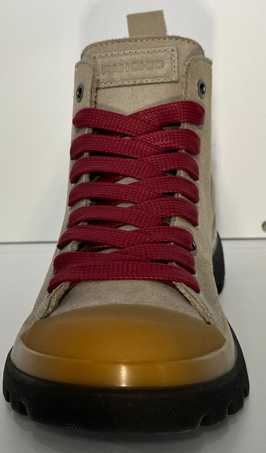 PANCHIC- ANKLE BOOT DOVE GREY BIKING RED