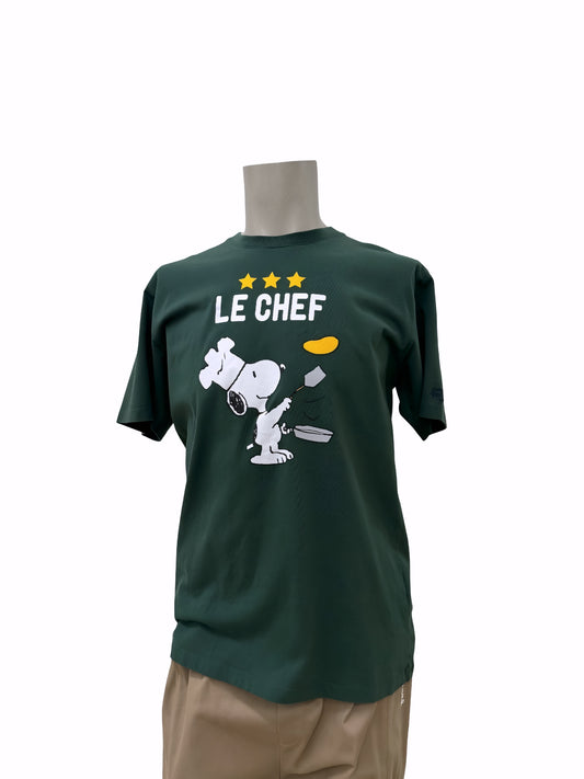 Saint Barth T-shirt Verde Snoopy “Le Chef” – Stampa Cartoon Unisex