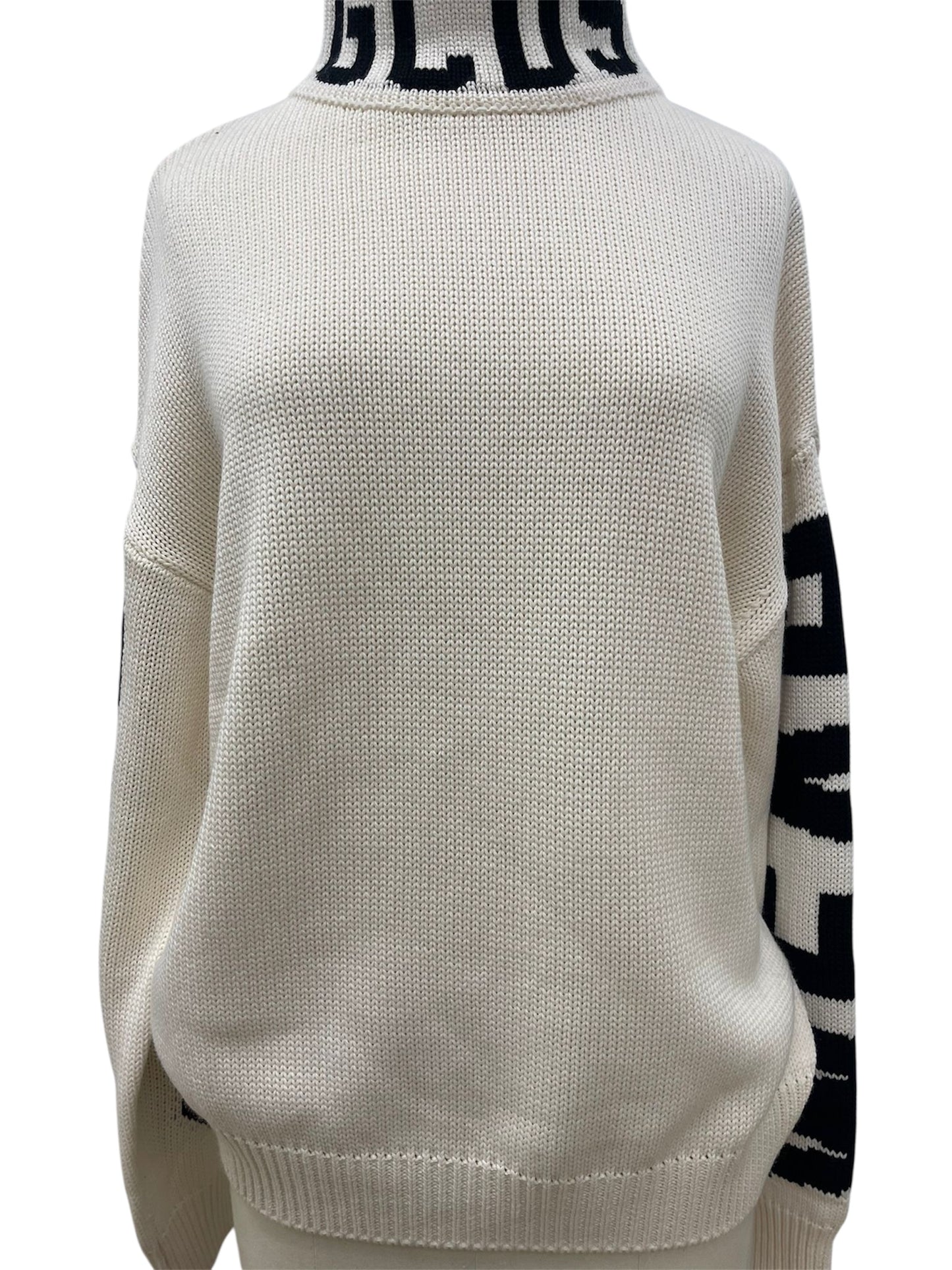 GCDS Maglione Collo Alto con Logo a Contrasto