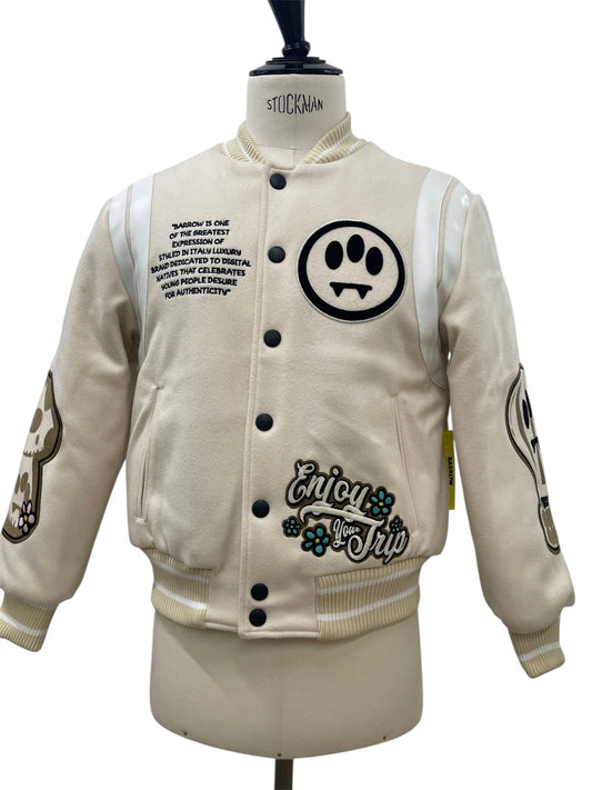 Barrow Giacca Varsity  Beige con Applicazioni Ricamate