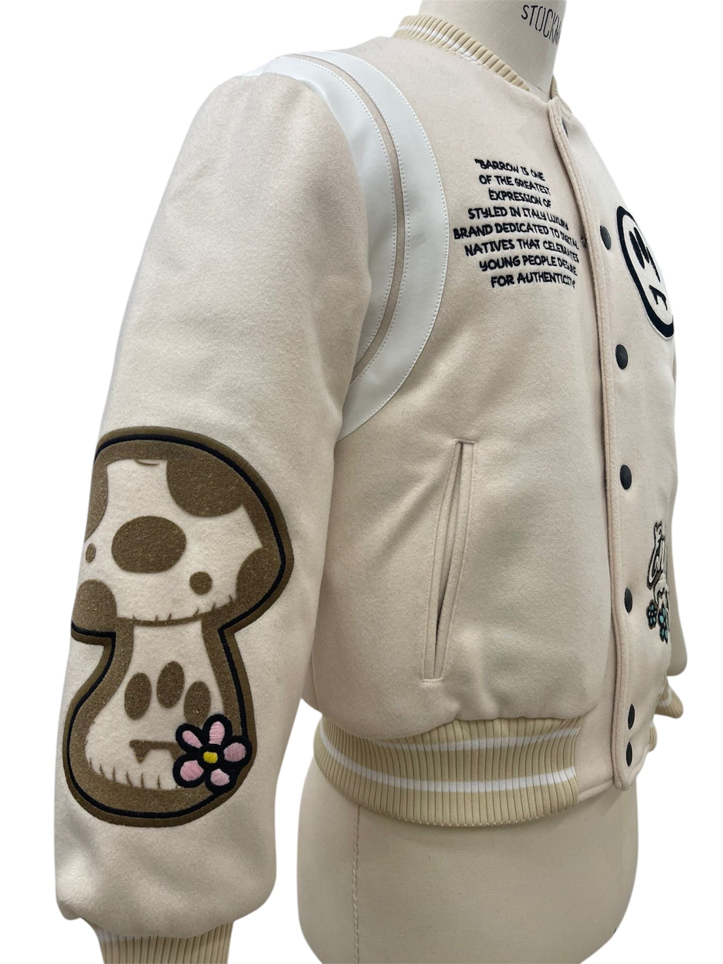 Barrow Giacca Varsity  Beige con Applicazioni Ricamate