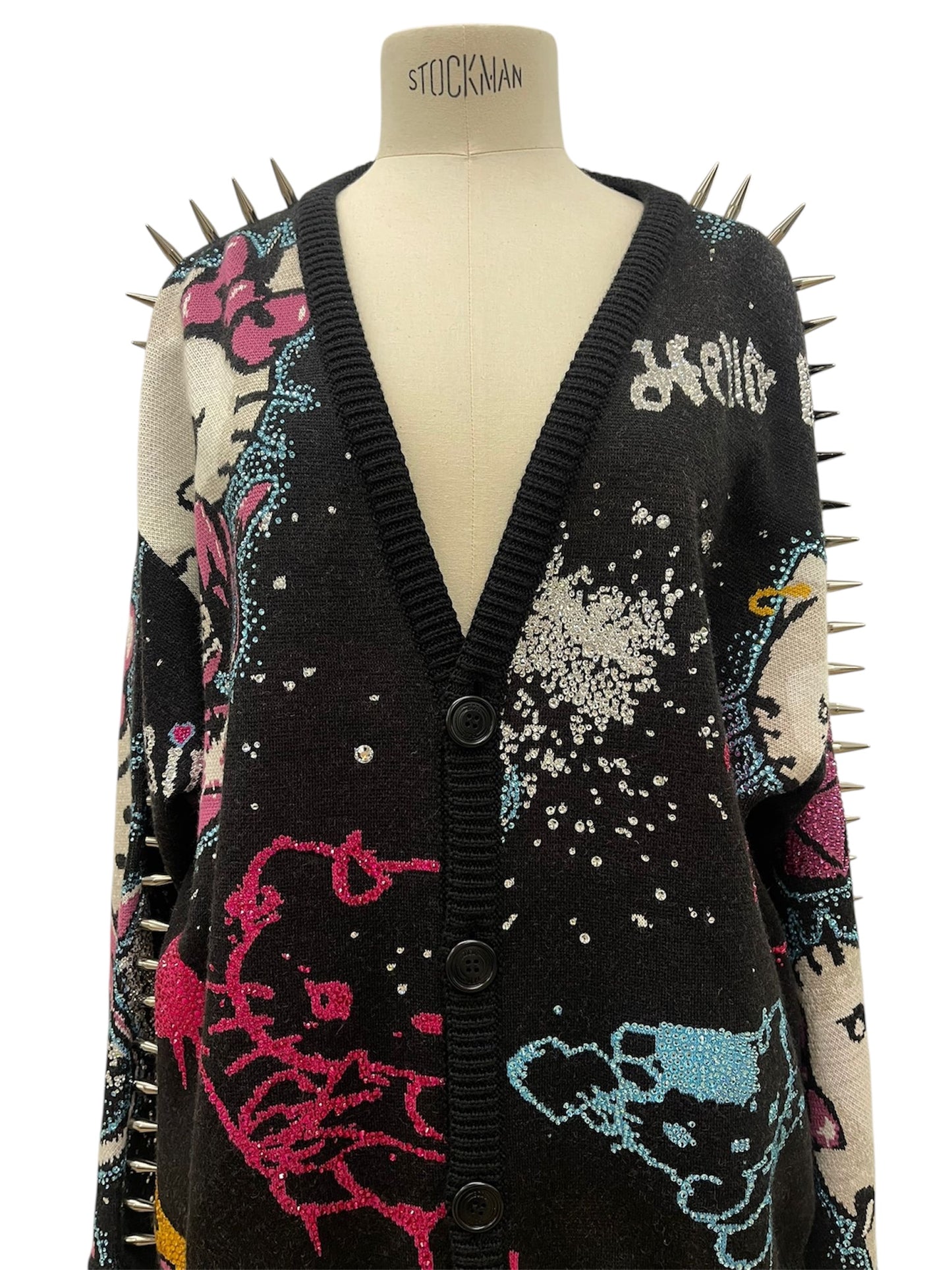 GCDS Cardigan Hello Kitty con Borchie e Dettagli Strass