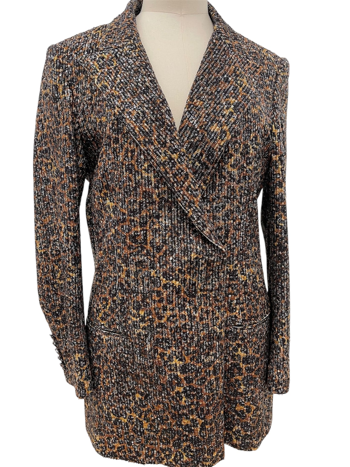GCDS Blazer donna fantasia animalier con pailletes