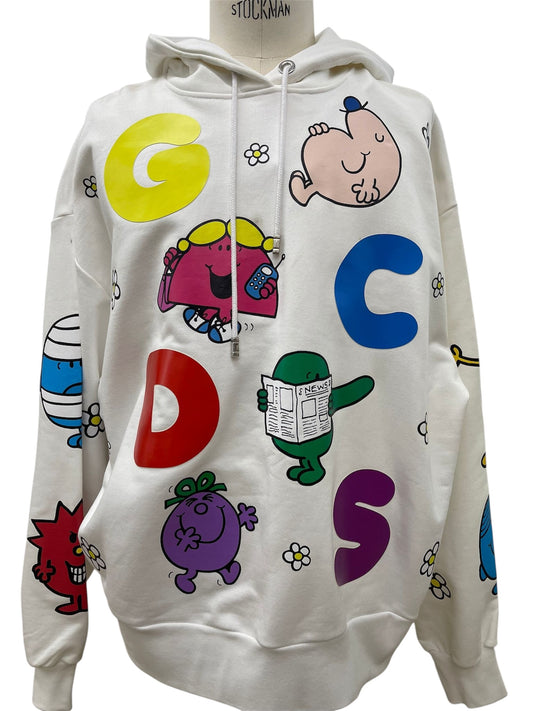 GCDS Hoodie Bianca Unisex – Collezione Mr. Men Little Miss