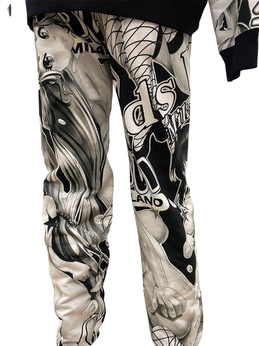 GCDS Pantaloni Jogger Manga Hentai Nero/Grigio