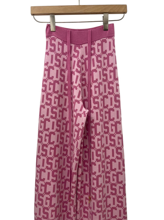 GCDS Pantaloni Wide-Leg Rosa con logo