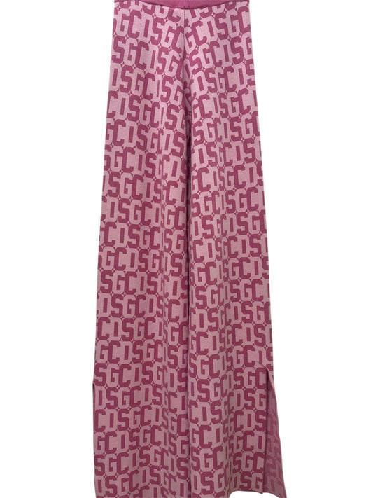 GCDS Pantaloni Wide-Leg Rosa con logo