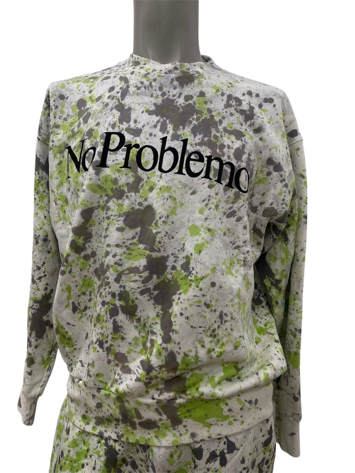 Aries Felpa “No Problemo” con Stampa Tie-Dye Verde e Grigio