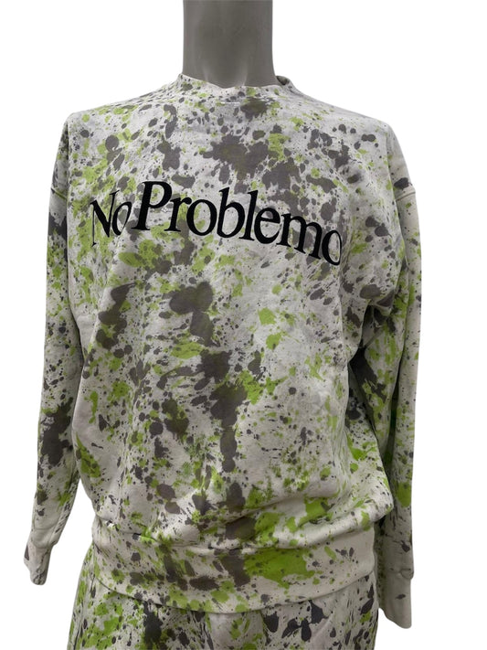 Aries Felpa “No Problemo” con Stampa Tie-Dye Verde e Grigio