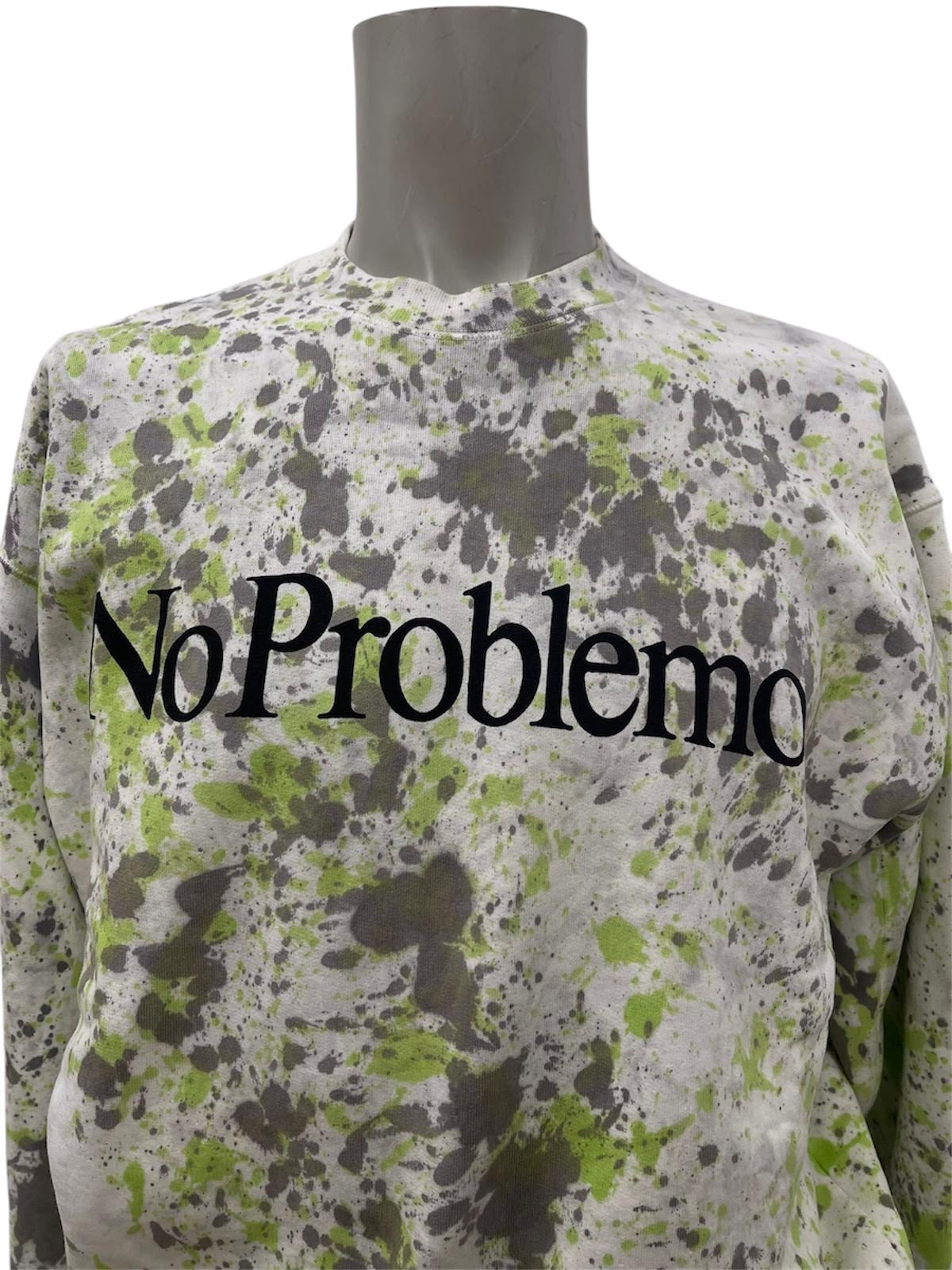 Aries Felpa “No Problemo” con Stampa Tie-Dye Verde e Grigio