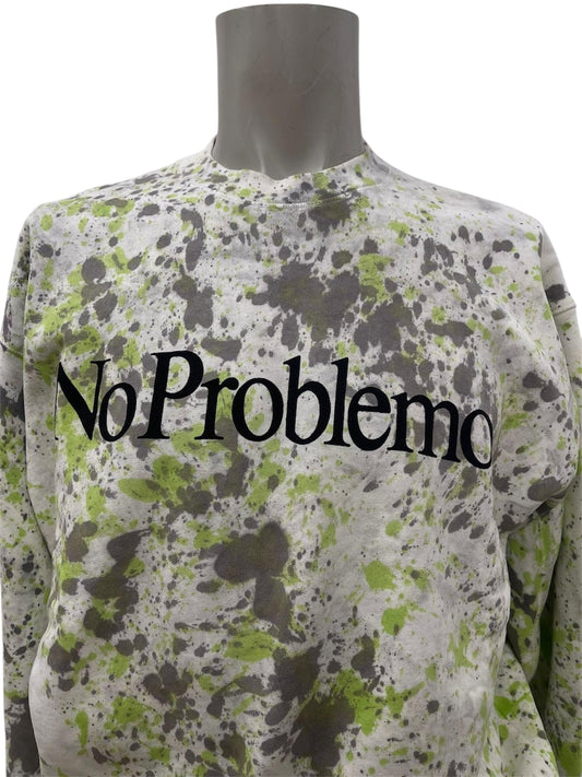 Aries Felpa “No Problemo” con Stampa Tie-Dye Verde e Grigio