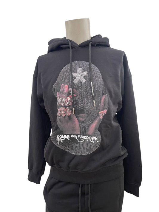 Comme des Fuckdown - Felpa Hoodie Nera con Stampa “Balaclava”