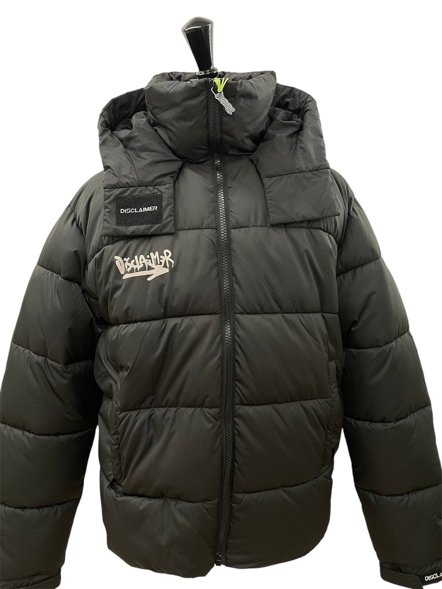 Disclaimer Piumino nero con dettagli logo graffiti