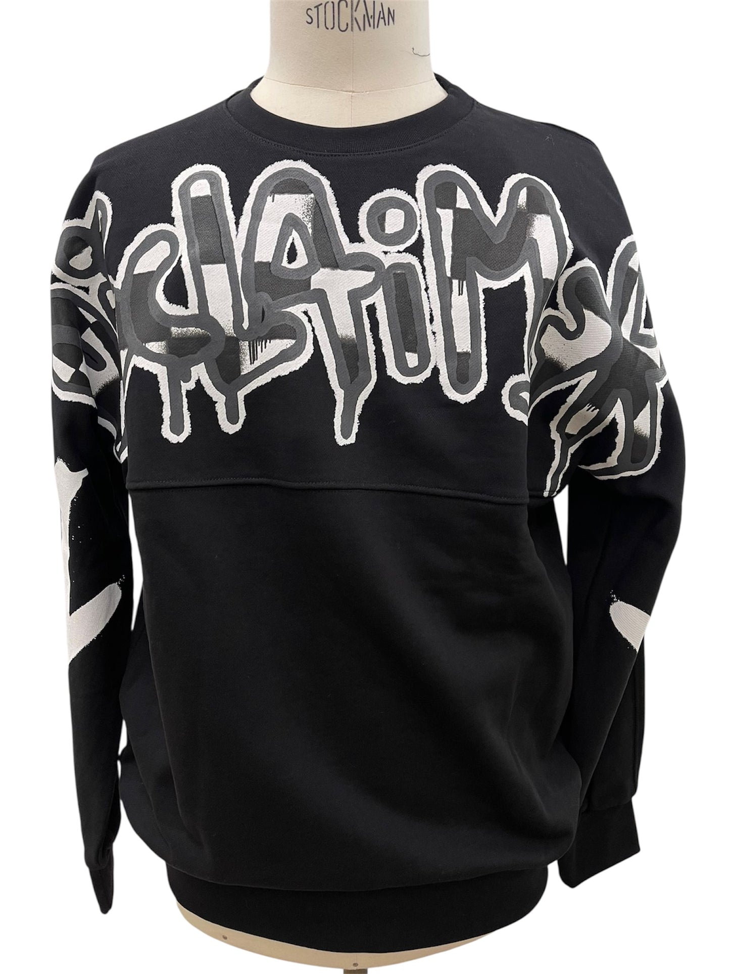 Disclaimer Felpa nera con maxi logo graffiti