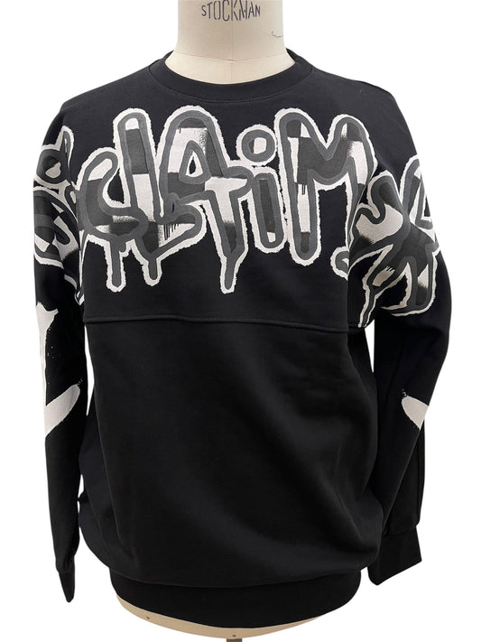 Disclaimer Felpa nera con maxi logo graffiti