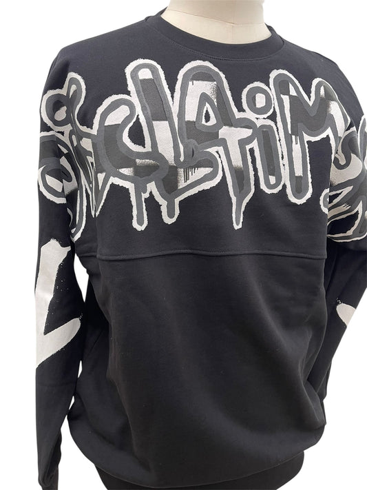 Disclaimer Felpa nera con maxi logo graffiti