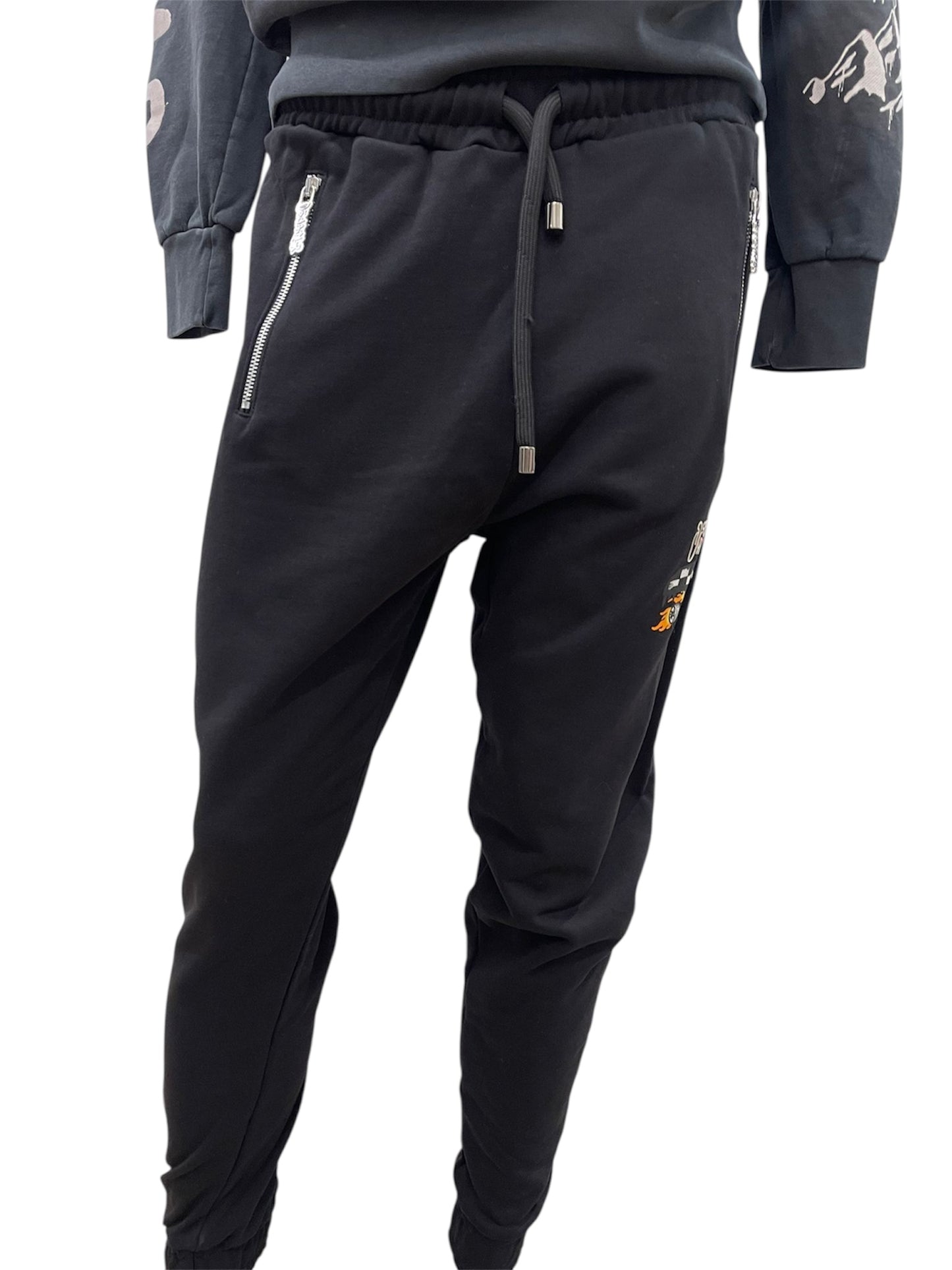 Disclaimer Pantaloni tuta neri con tasche a zip