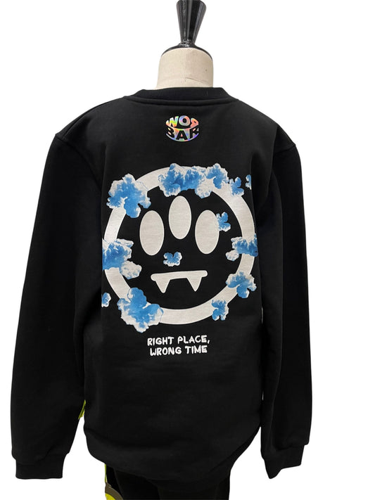 Barrow Bambino felpa nera girocollo smiley cloud