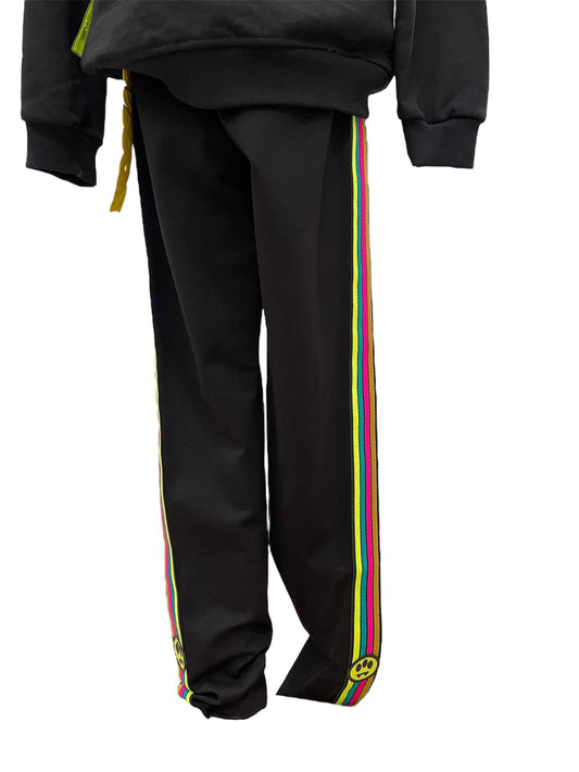 Barrow Bambino pantaloni neri banda laterale multicolor