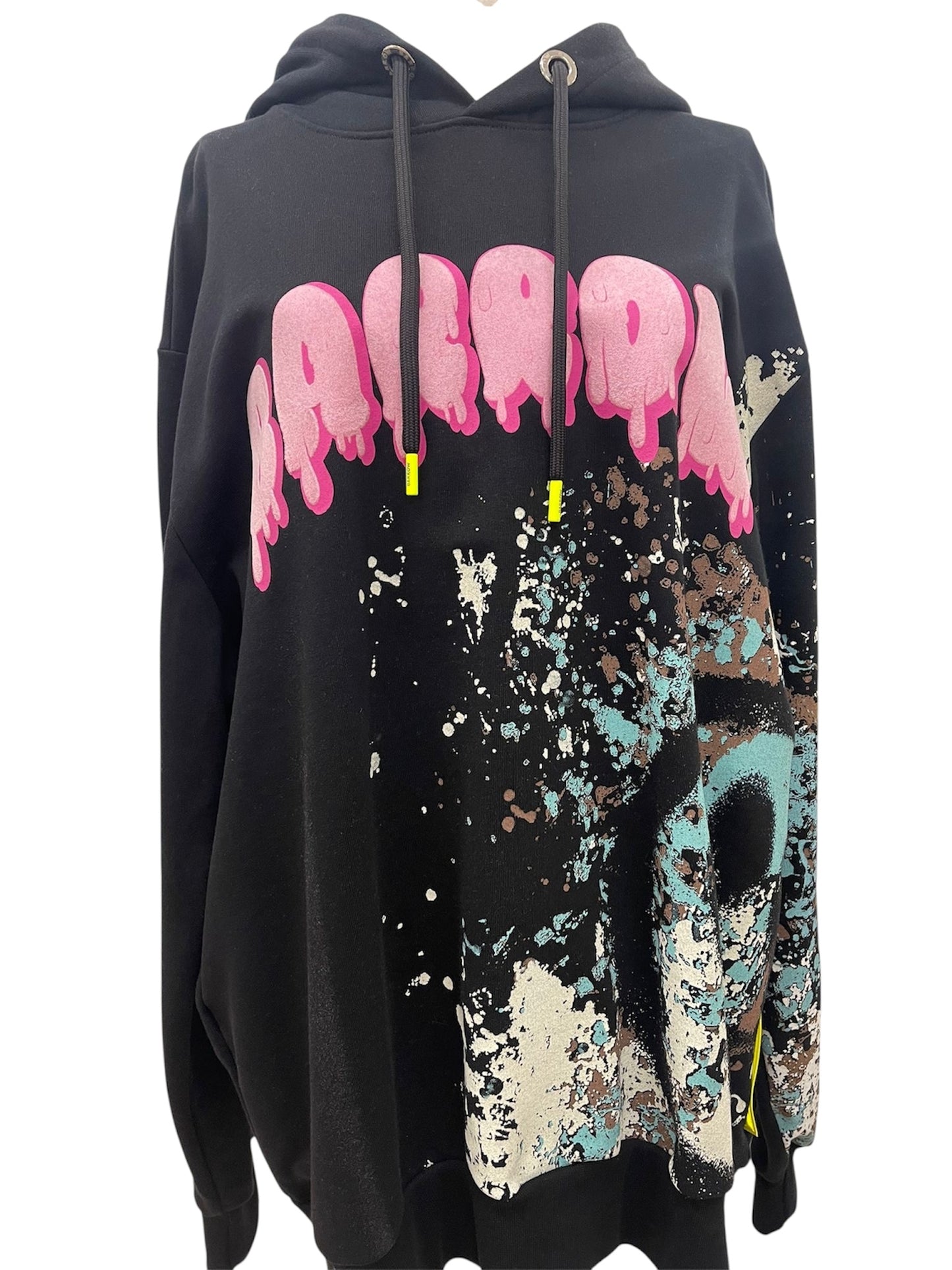 Barrow felpa nera con logo rosa dripping