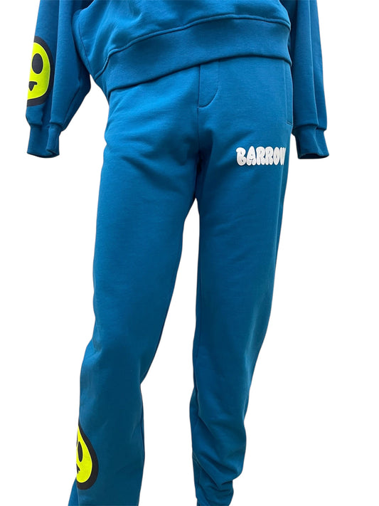 Barrow pantaloni unisex azzurri con logo fluo
