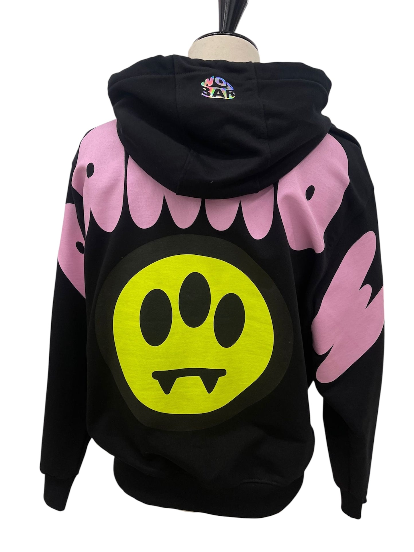 Barrow felpa con maxi logo fluo e dettagli rosa