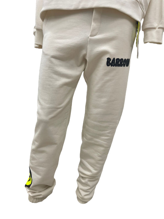 Barrow pantalone tuta crema con logo stampato