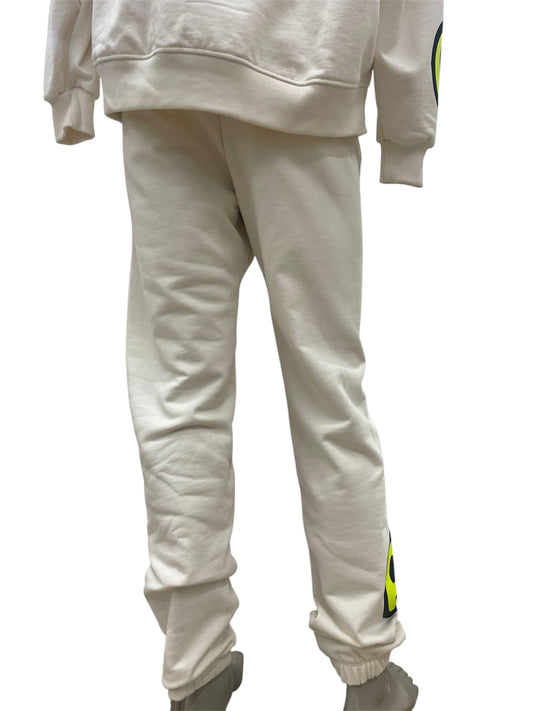 Barrow pantalone tuta crema con logo stampato