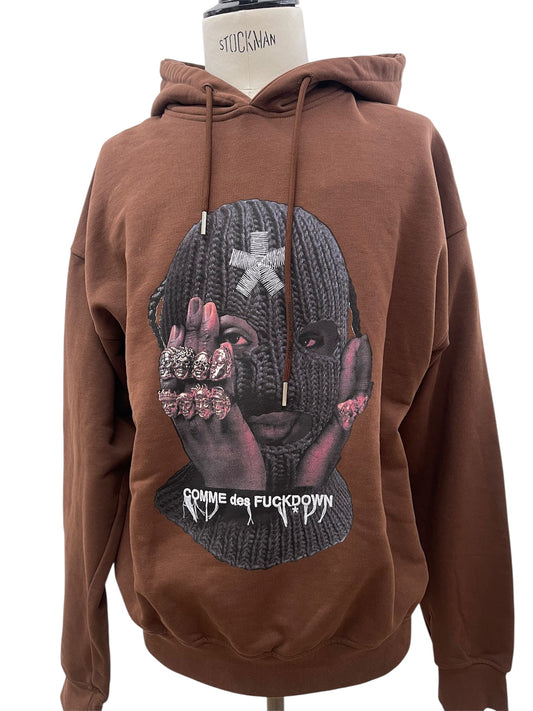 Comme des Fuckdown felpa con cappuccio marrone