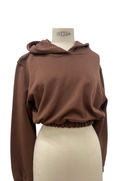 Hinnominate felpa cropped con cappuccio marrone